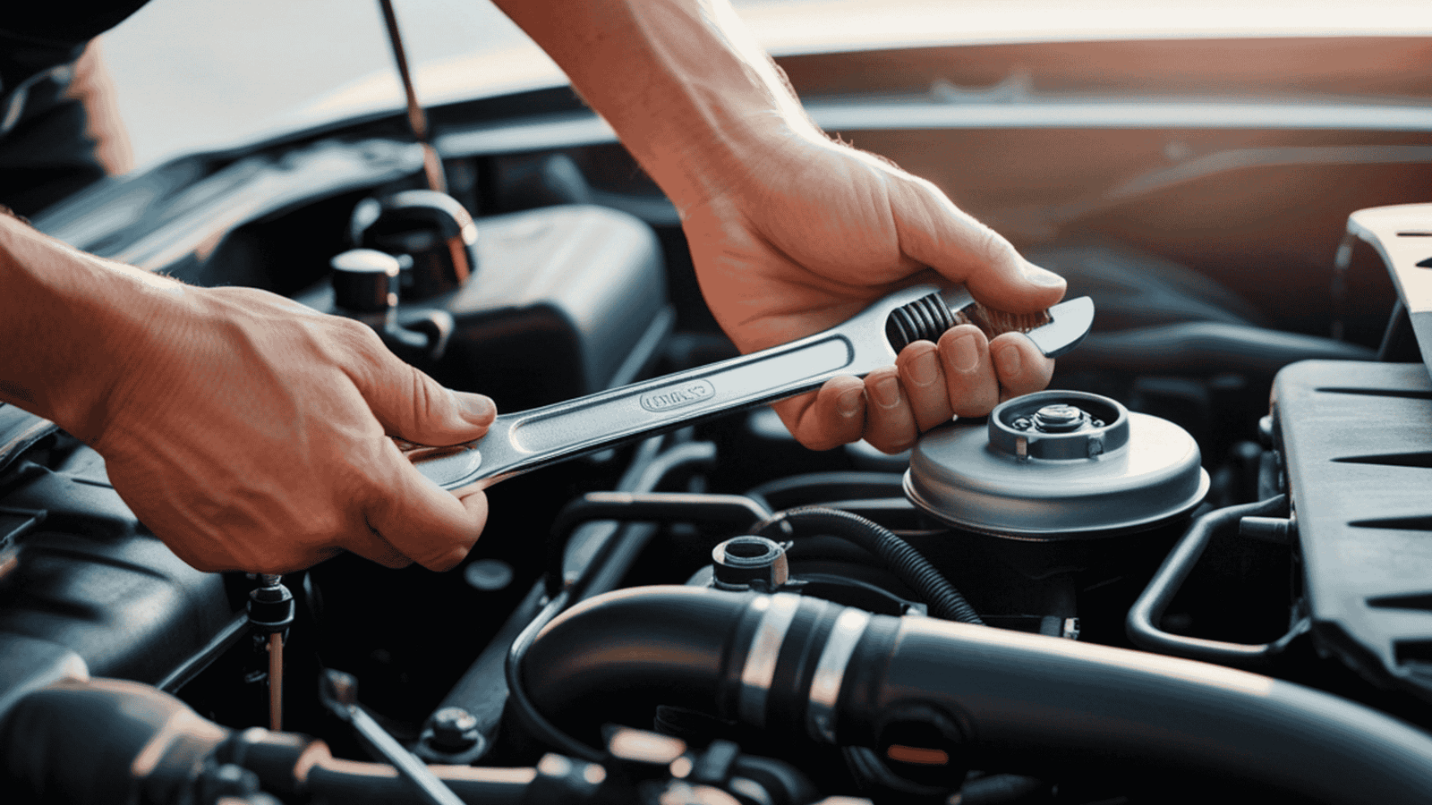 Mobile mechanic service under the hood of a vehicle in Montreal